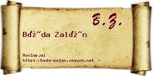 Béda Zalán névjegykártya